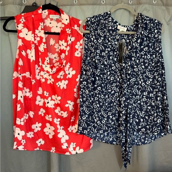 NWT Tahari Red and Navy Floral Blouses 2X - Picture 1 of 8